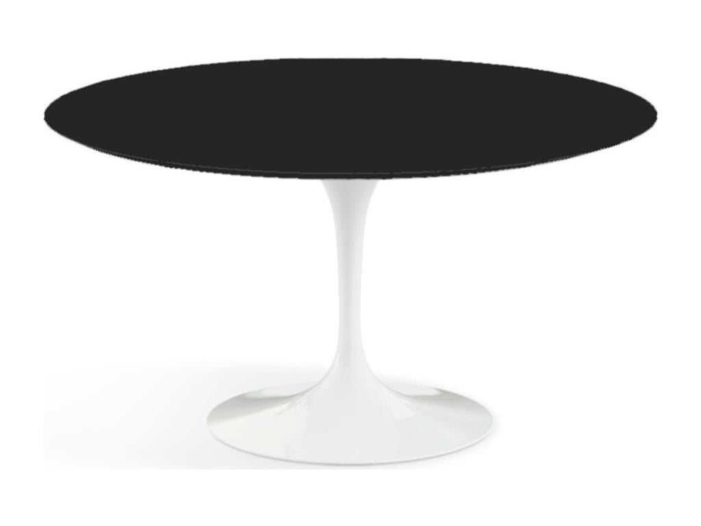 Round Tulip Table - Matte Black Top - Diameter 170 cm - Glossy White Base HKBW55220