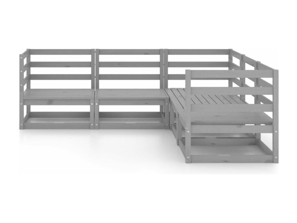 5-piece garden furniture set, grey solid pine wood XAIY65889