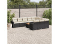11-piece garden furniture set with cushions, black woven resin PNRN14759