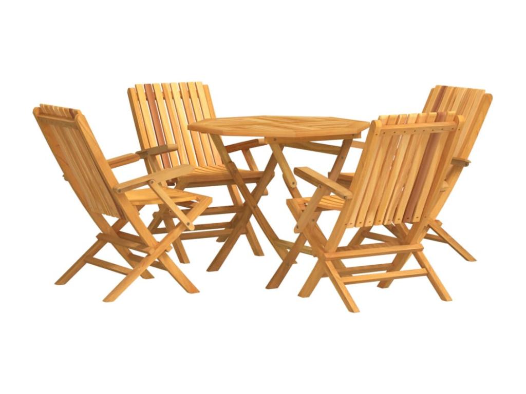 5-piece garden dining set, solid teak wood, AVDN28142