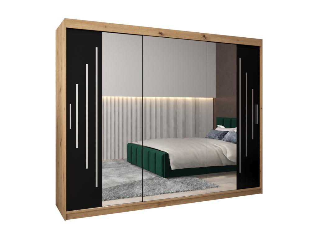 2-Door Sliding Wardrobe 200/250/62 3 Doors Elariva/Black FITI00946