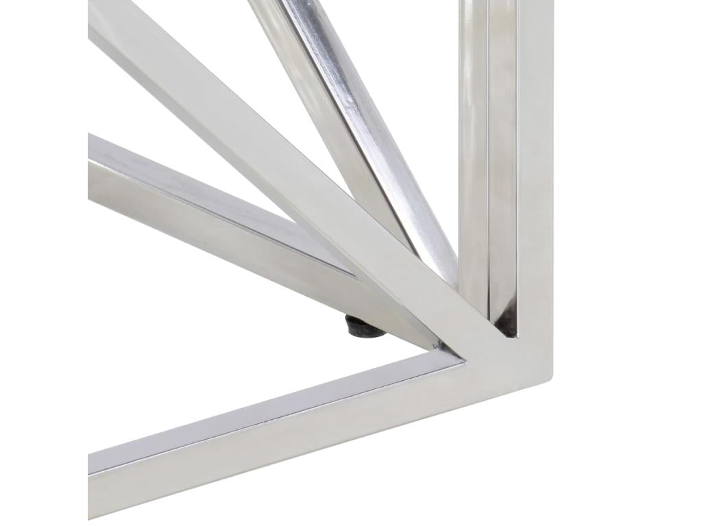 Silver coffee table in stainless steel and solid larch wood GTSN18237