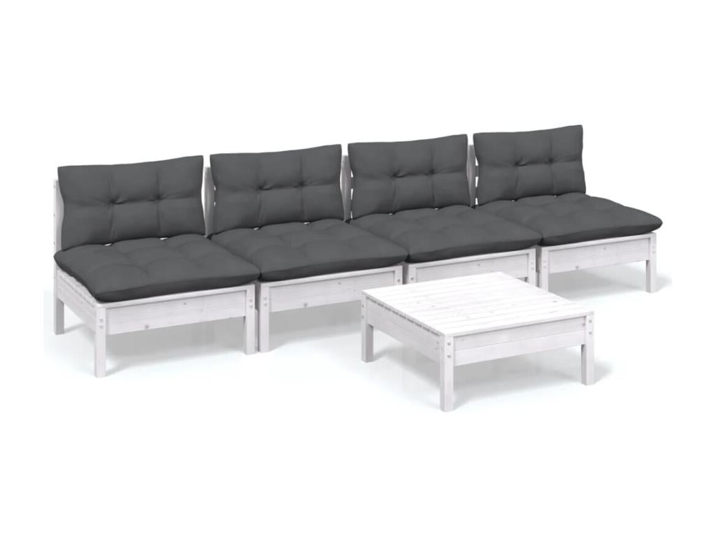 5-piece garden furniture set with cushions, anthracite pine wood, EUVK56762