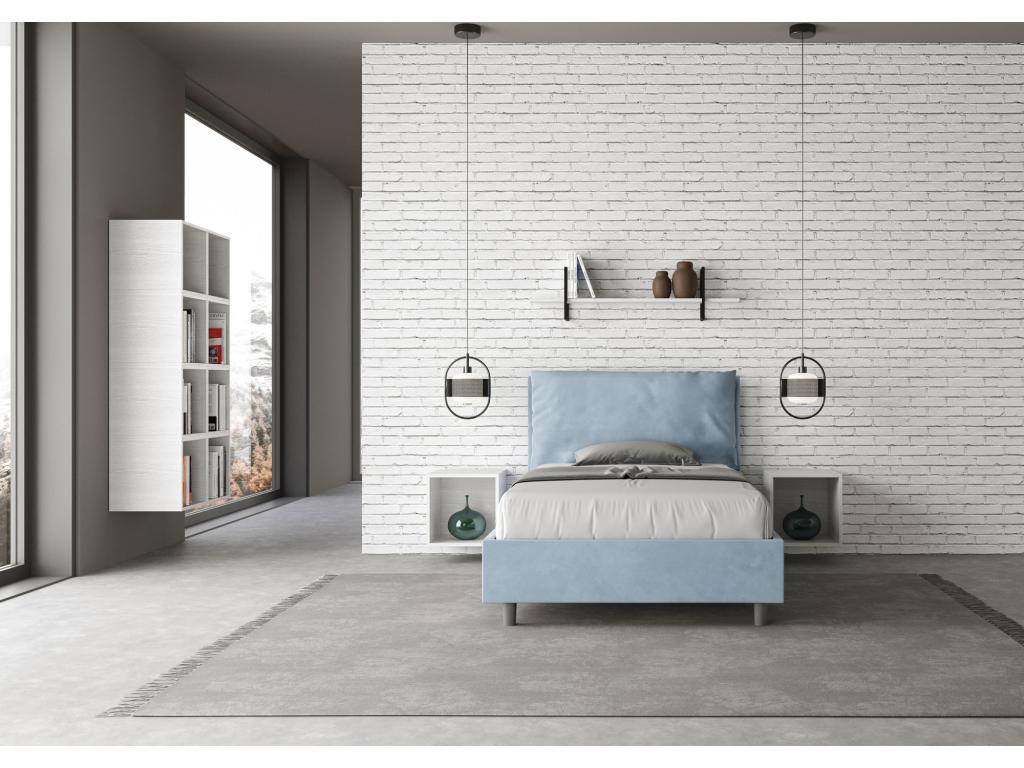 Single bed without slatted base, upholstered, 120x200 cm, light blue microfiber, Large, BZIS96971