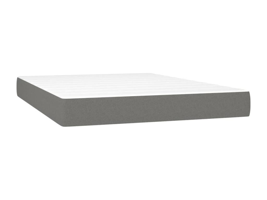 Upholstered bed base with mattress, dark grey, 140x190cm, fabric LVAQ55486