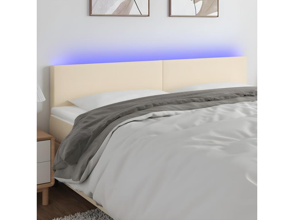 Cream LED Headboard 180x5x78/88 cm Fabric RPVN97716
