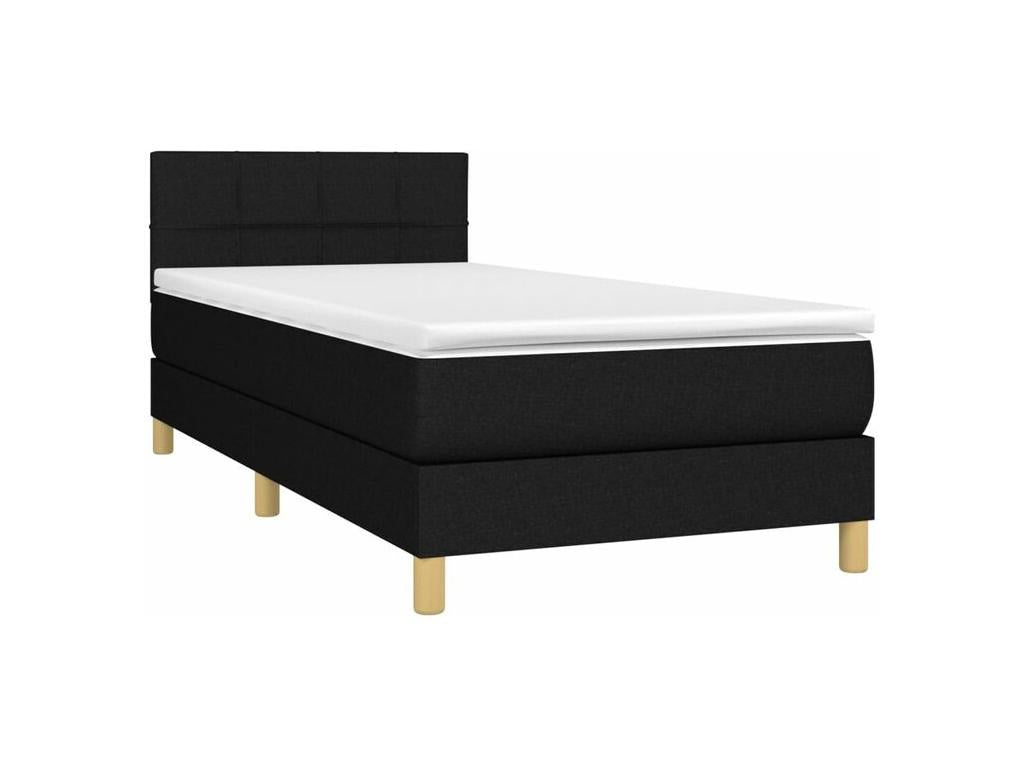 Bed base with mattress and LED lighting, black, 90x200 cm, fabric CCSV72673
