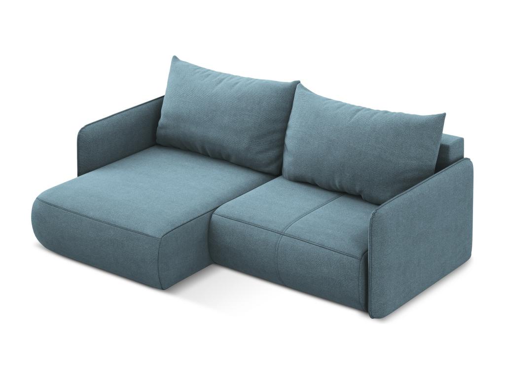 2.5-seater left-hand corner sofa bed in textured fabric - light blue - Elariva LURN73805
