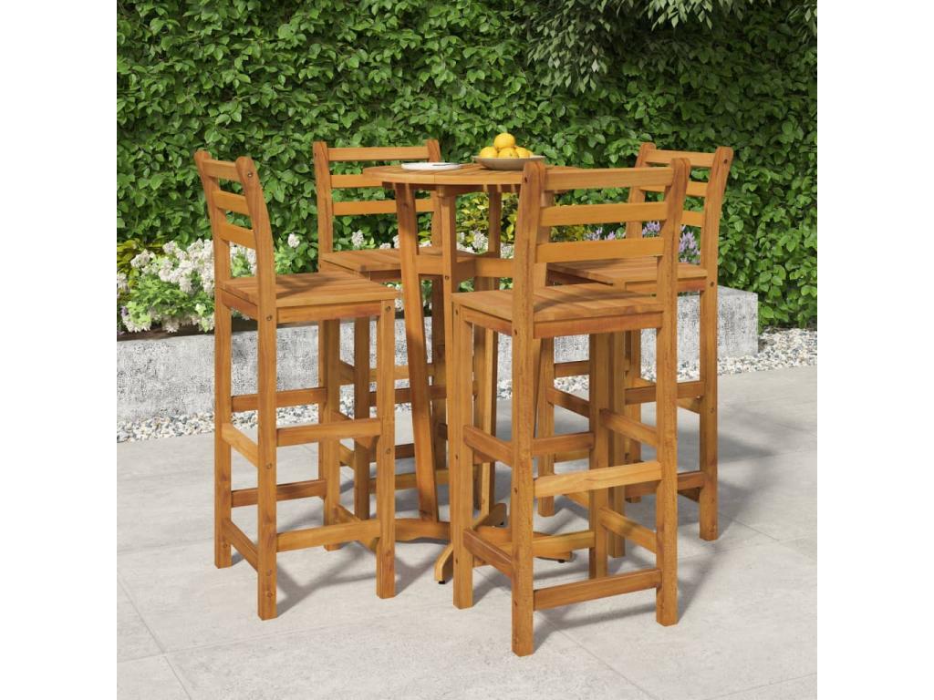 5-Piece Garden Dining Set Solid Elariva Wood QOAW63399
