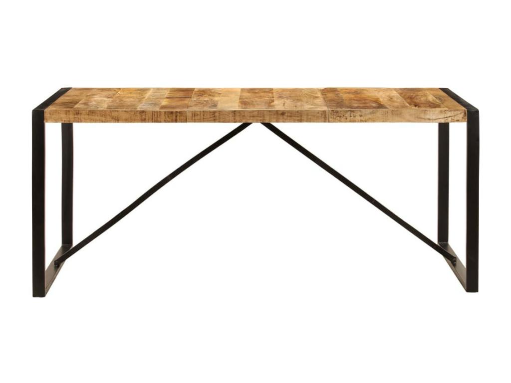 Boisona 180cm Solid Mango Wood Dining Table with Black Steel Legs KDOE51099