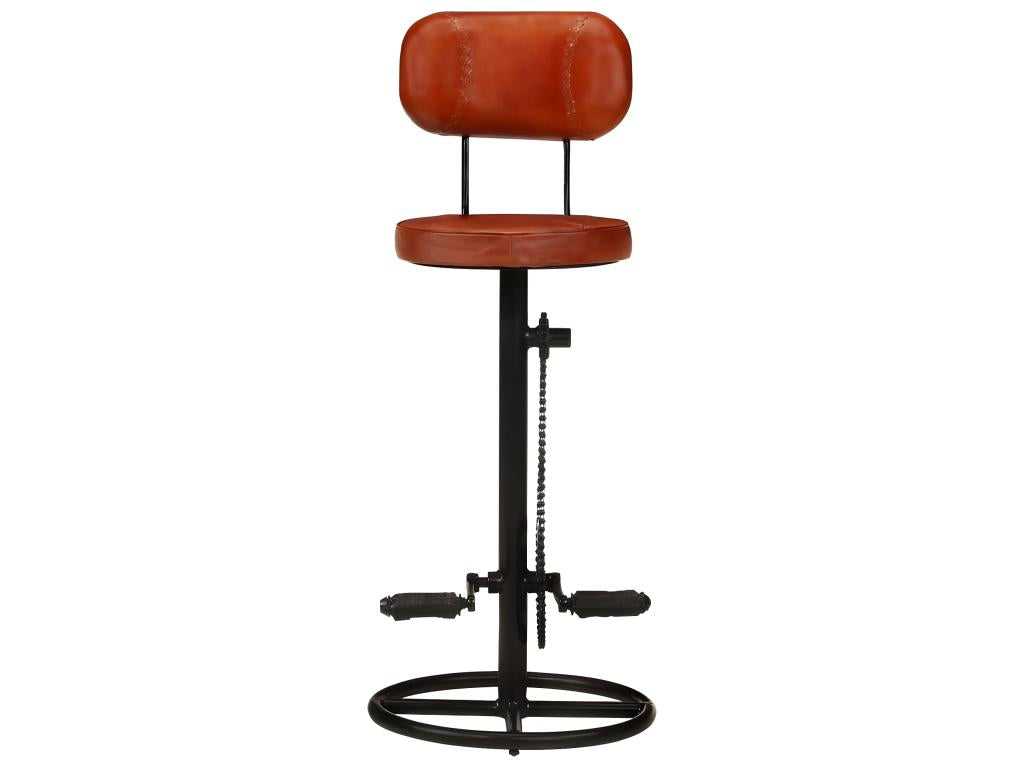 Bar stools, set of 2, black/brown, genuine goatskin leather, UQEC85938