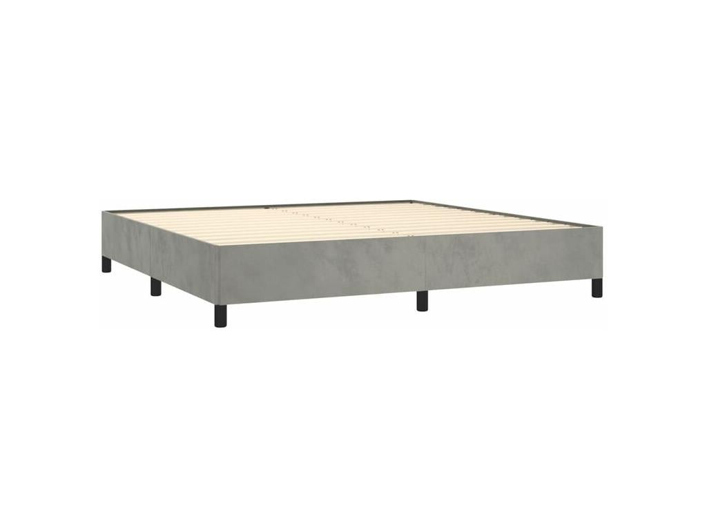 Bed base and mattress, light grey, 200x200 cm, velvet, RGCQ47922