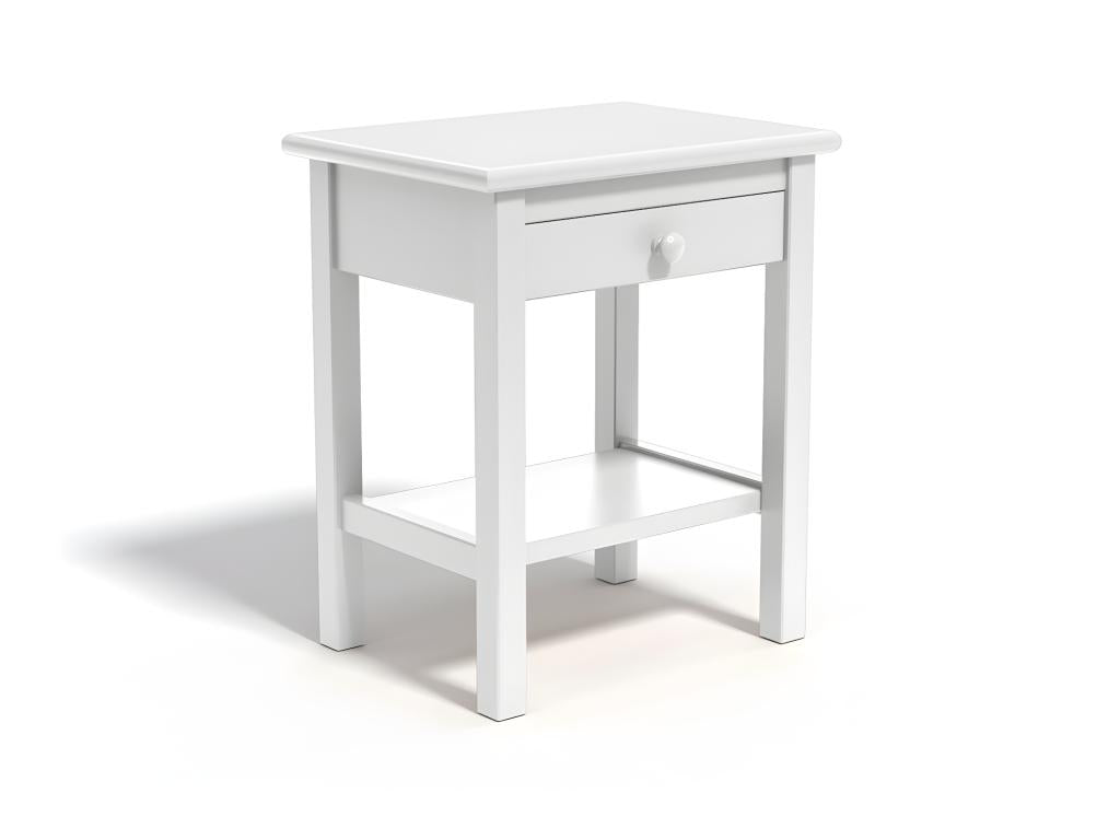 Lysvia bedside table with 1 drawer - plain white MZTS73145