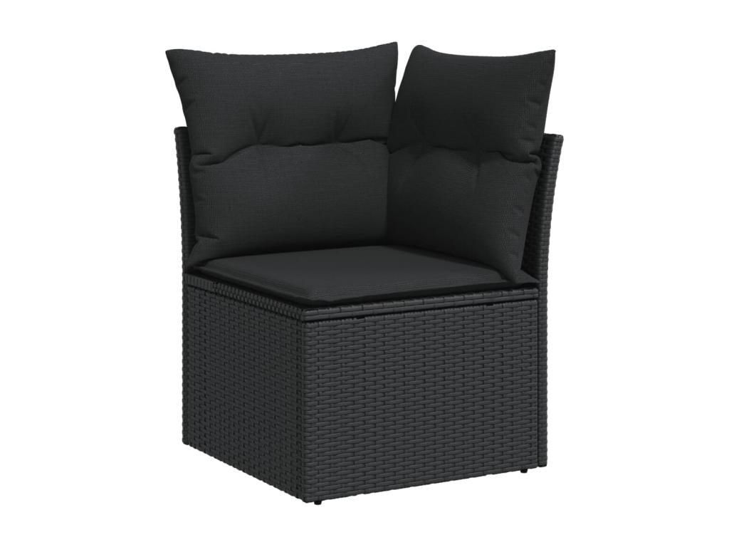 11-piece garden furniture set with cushions, black resin wicker QZAU51008