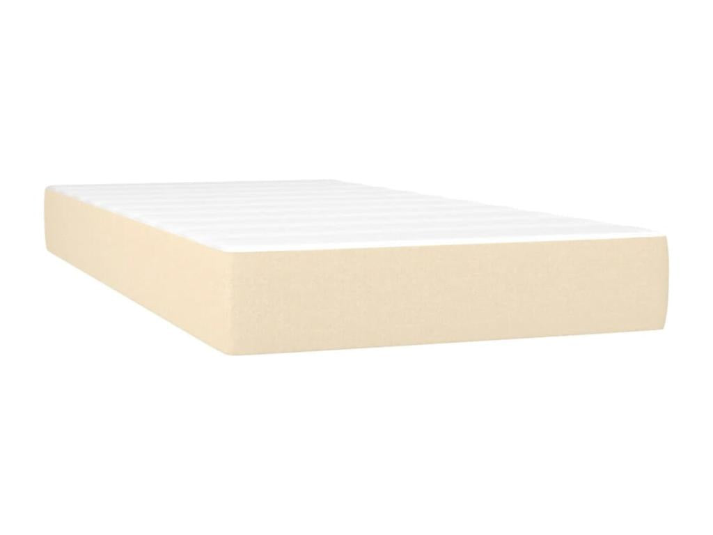 Upholstered bed base with mattress and LED lighting, Cream, 80x200cm, Fabric ZISB50414