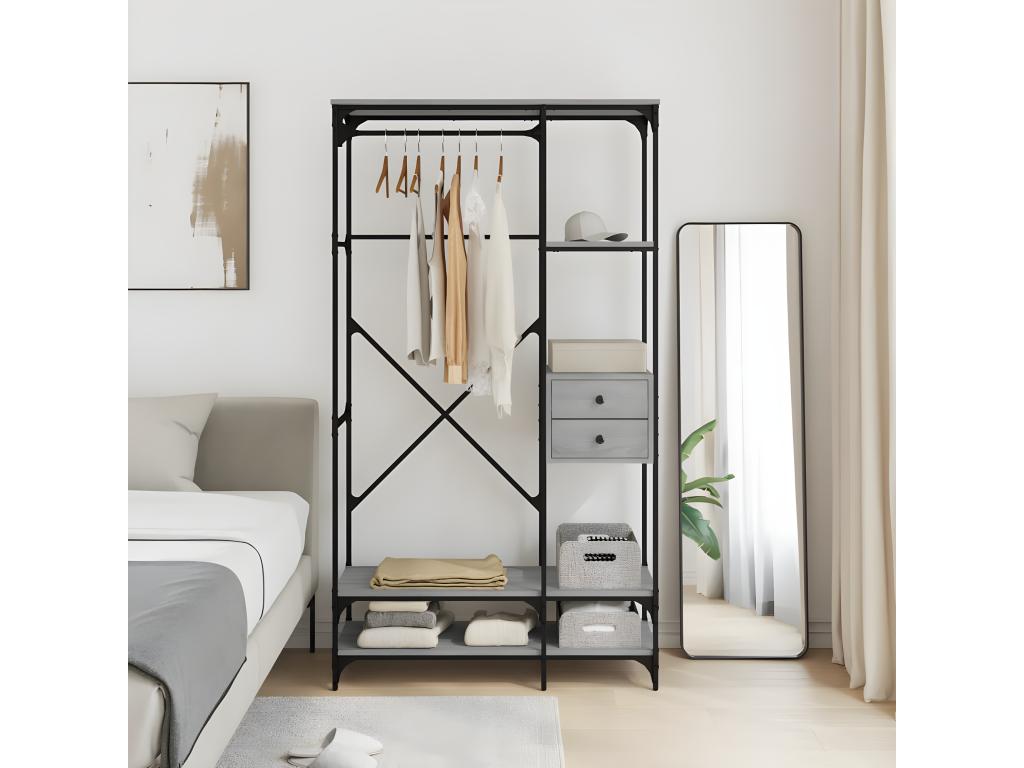 Grey drawer unit 100x40x180 cm engineered wood CYRU33202