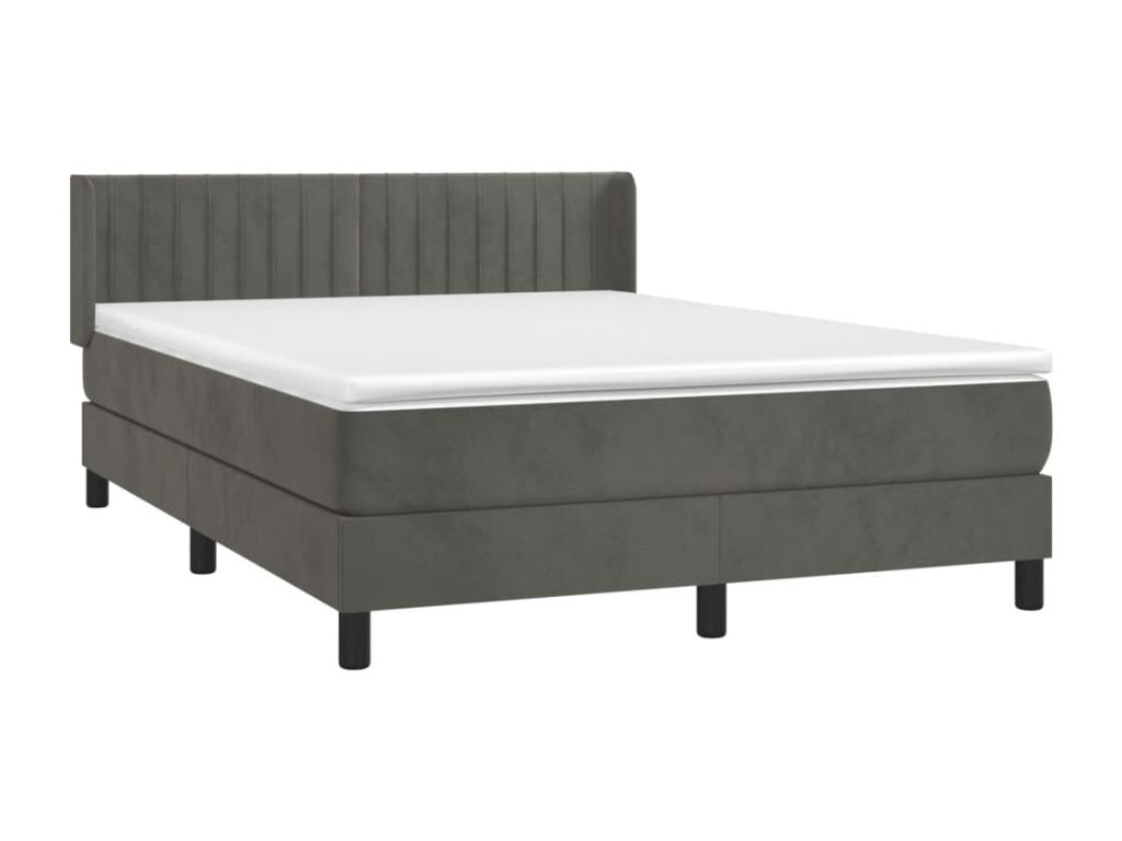 Upholstered bed base and mattress, Dark Grey, 140x190cm, Velvet AMML17382