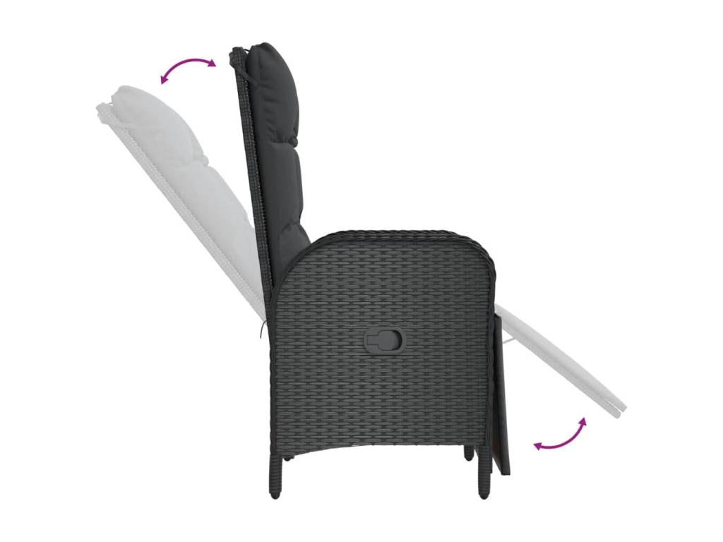 7-piece garden dining set with cushions, black and grey rattan, VQAL42569