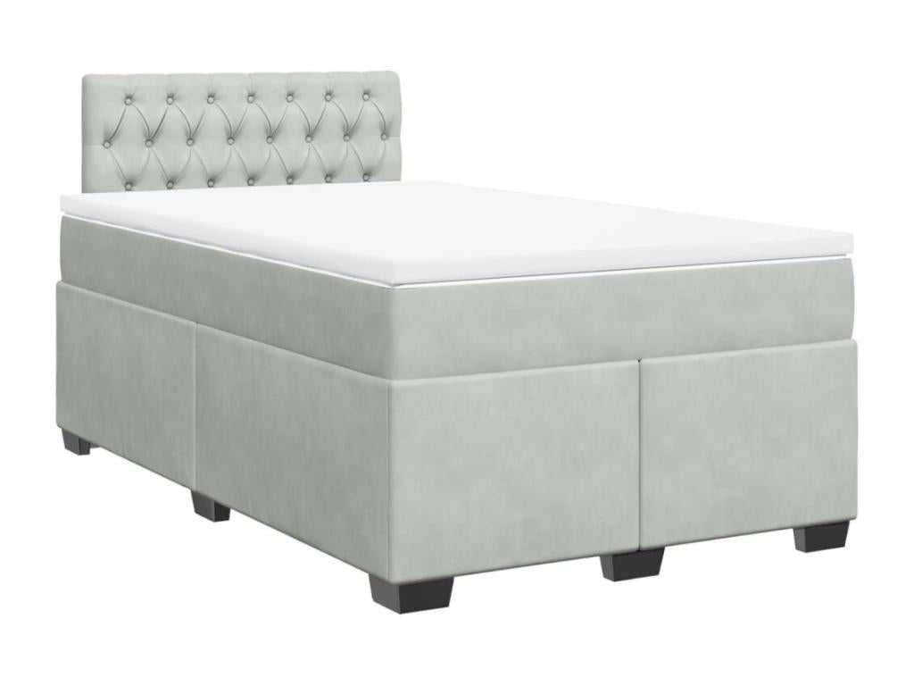 Bed base and light grey 120x190cm velvet mattress HPXK88578