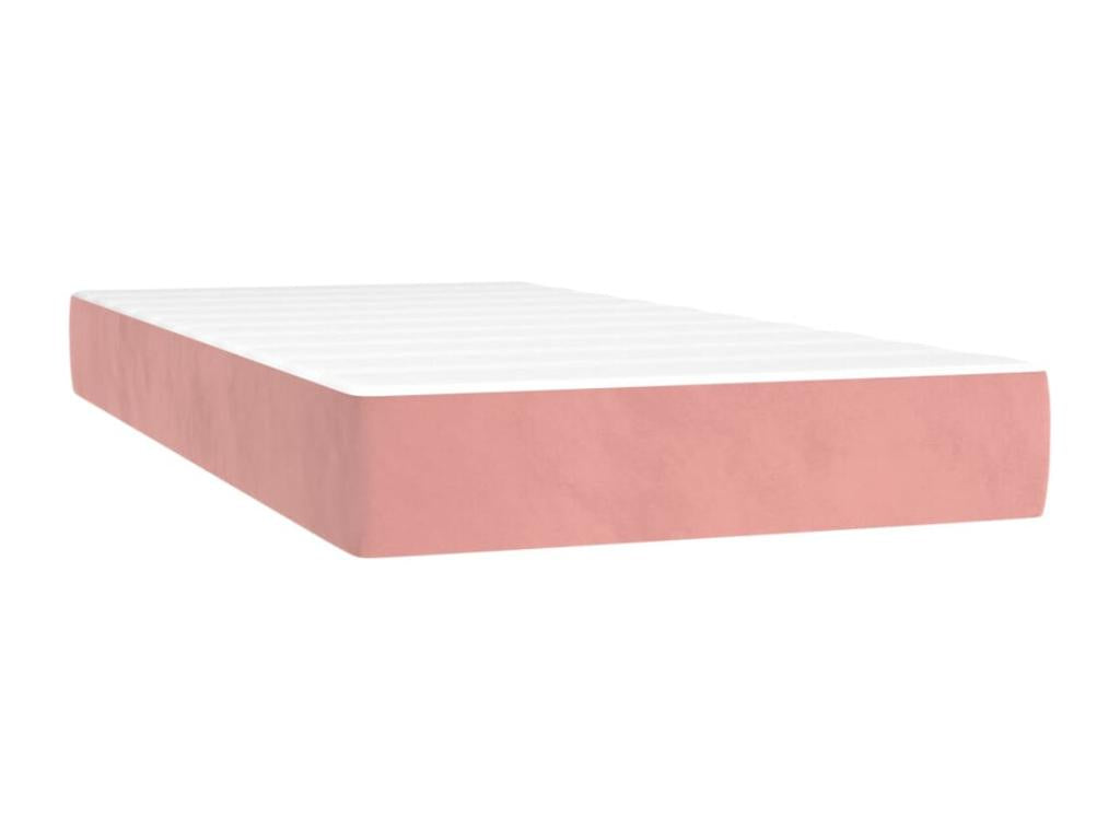 Bed base with LED mattress, Pink, 200x200cm, Velvet, HZPO03124