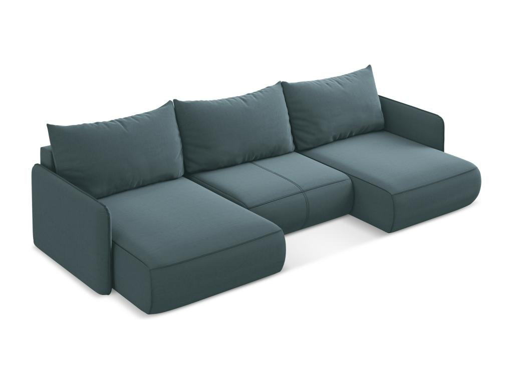 Panoramic corner sofa bed in navy velvet - Boisona JFIJ09536