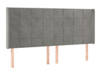 Headboard with wings, light grey, 203x16x118/128 cm, velvet, MEXA60195