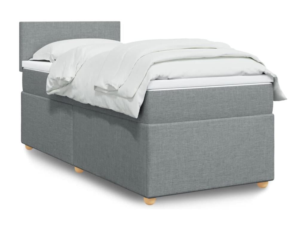 Bed base with light grey mattress 80x200 cm fabric RCYJ29613
