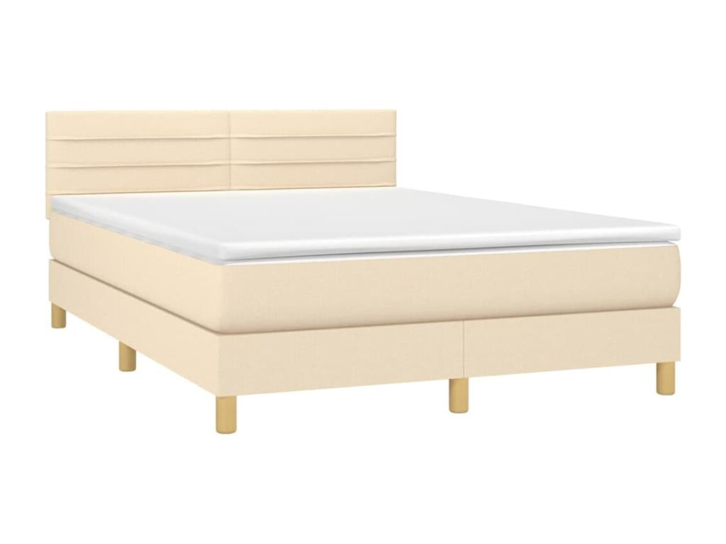 Upholstered bed base with mattress, Cream, 140x190 cm, Fabric KRTO13385