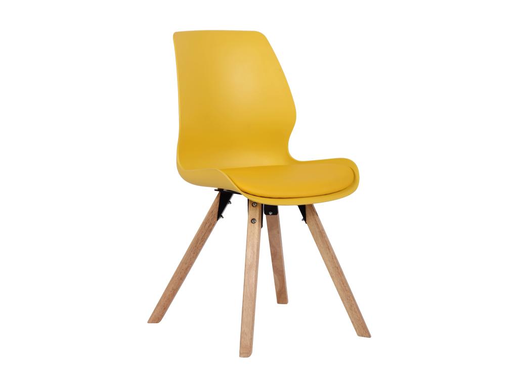 Dining chair - Plastic/Wood - Yellow - Boisona UKIB52547