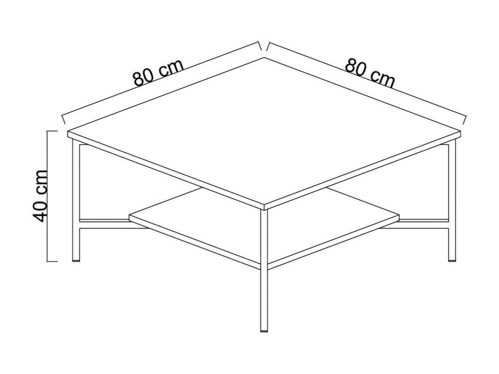 Coffee table, magazine rack for sofa, living room shelf, 80x80x40 cm, anthracite and black, XJZE92540
