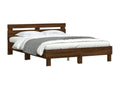Bed frame with LED lighting, without mattress, brown oak, 140x200 cm QXKS94702