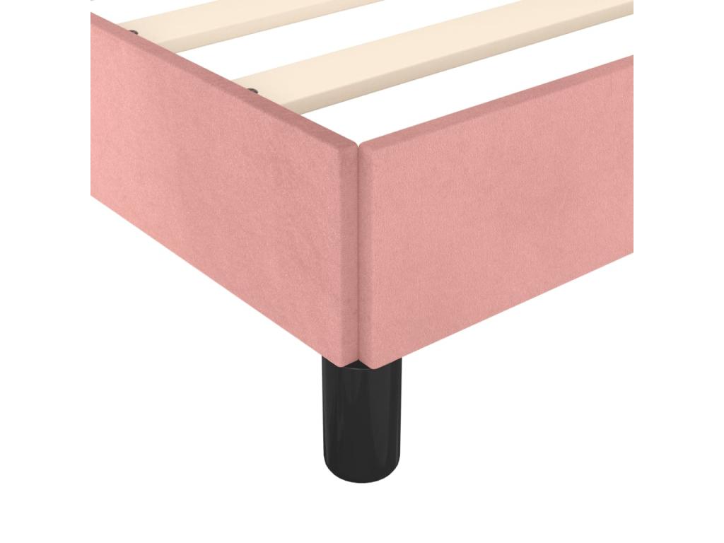 Bed frame with headboard, pink, 90x200 cm, velvet, IAVA77029
