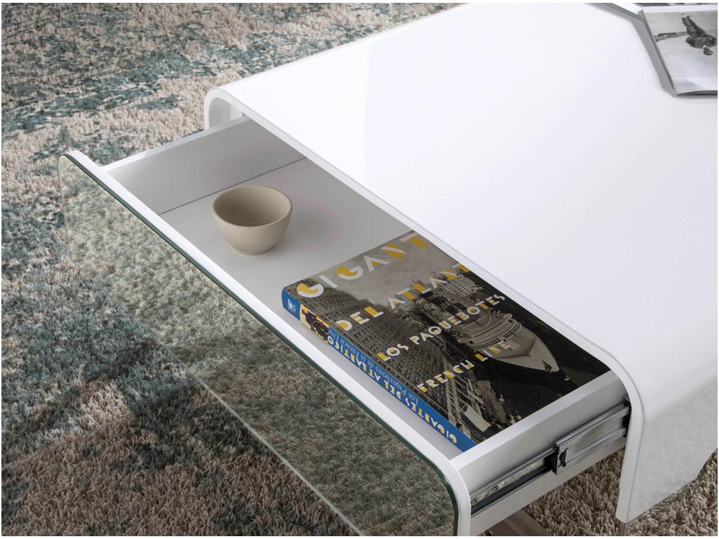 Lacquered and chrome-plated steel designer coffee table, 120cm - Elariva color WBDY35242