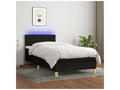 Bed base with mattress and LED lighting, black, 90x200 cm, fabric CCSV72673