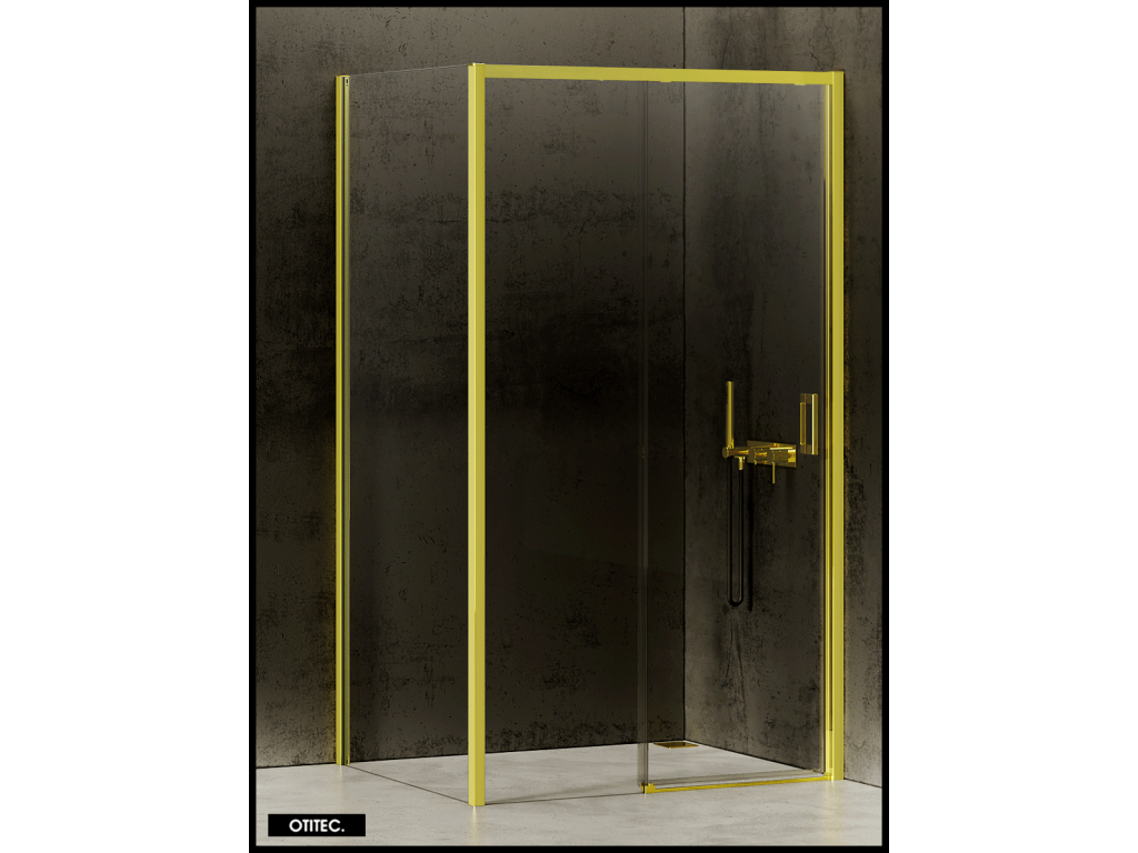 Shower Door with Side Panel - 100x80x200 - LIGHT GOLD - PREMIUM - RIGHT MZNI51093