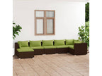 7-piece garden furniture set with cushions, brown woven resin, CPIV72648