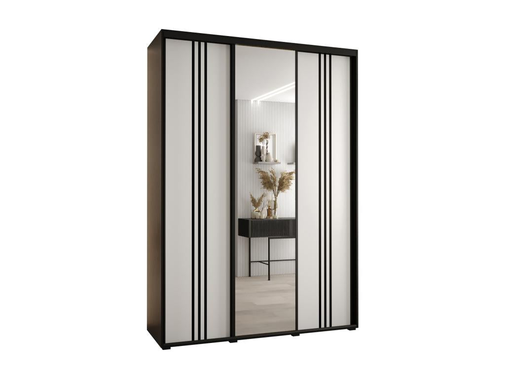 7-Door Sliding Wardrobe 235.2/180/45 3 Doors Black/White/Black QZTB72423