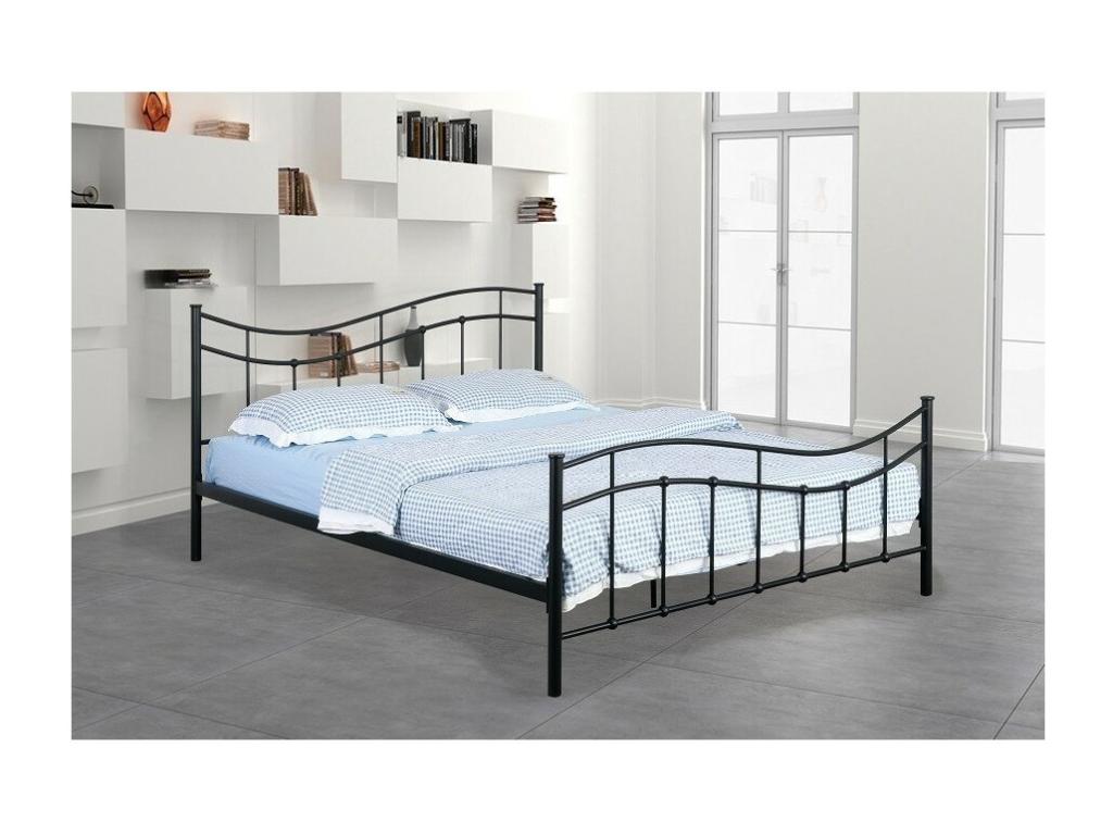 Lysvia Bed 140x200 cm – Black Metal – Slatted Base Included – Elegance and Robustness MTXT78222
