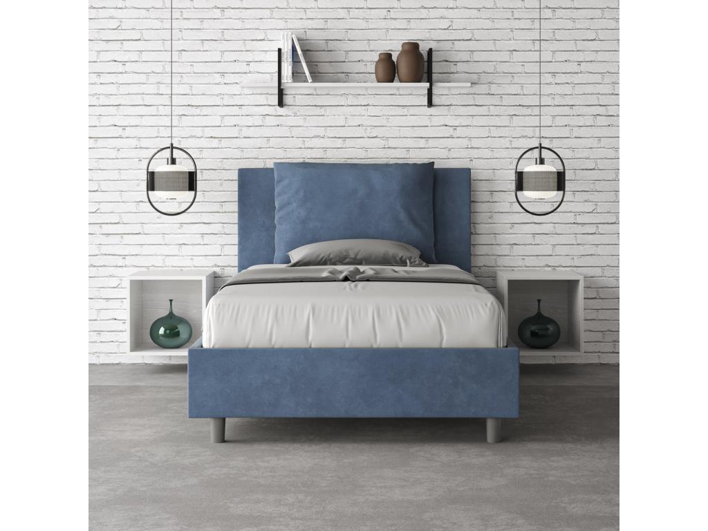 Elariva IINY09945 Single Bed with Storage, Upholstered 120x190cm Microfiber, Blue