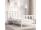 Bed frame with simple white headboard, solid wood, EIPE60592