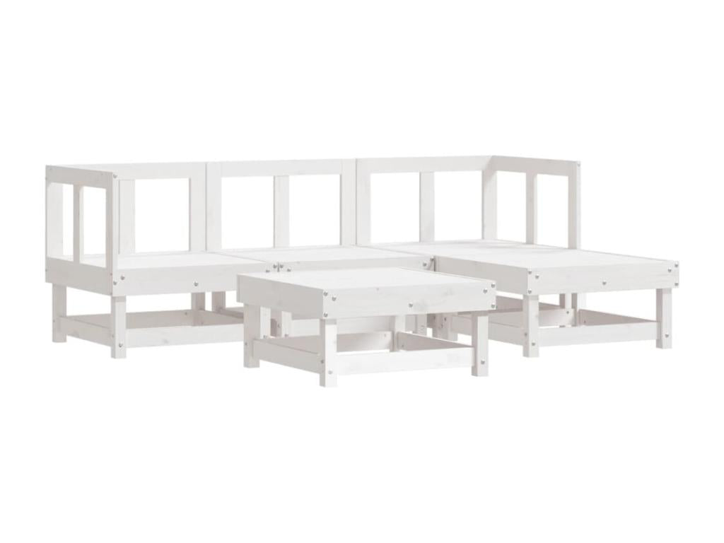 5-piece garden furniture set, white, solid pine wood, CVOD50362