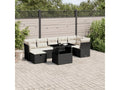 8-piece garden furniture set with cushions, black resin wicker ZLCW85448