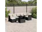 8-piece garden furniture set with cushions, black resin wicker ZLCW85448