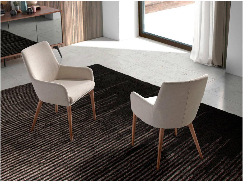 Boisona Walnut Wood and Faux Leather Armchair - Set of 2 - Boisona 00 White WEWU75756