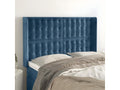 Headboard with wings, dark blue, 147x16x118/128 cm, velvet, QHED16362