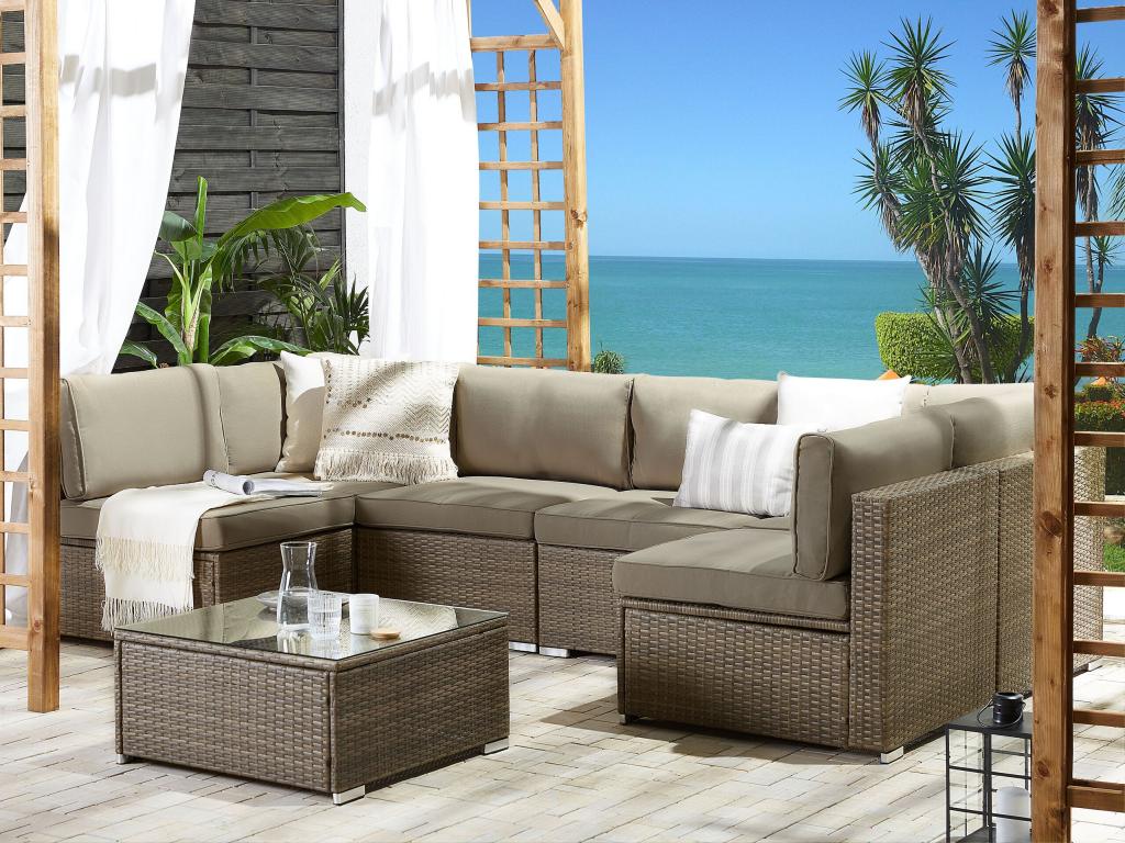 6-seater garden corner sofa set, brown WWWI14733