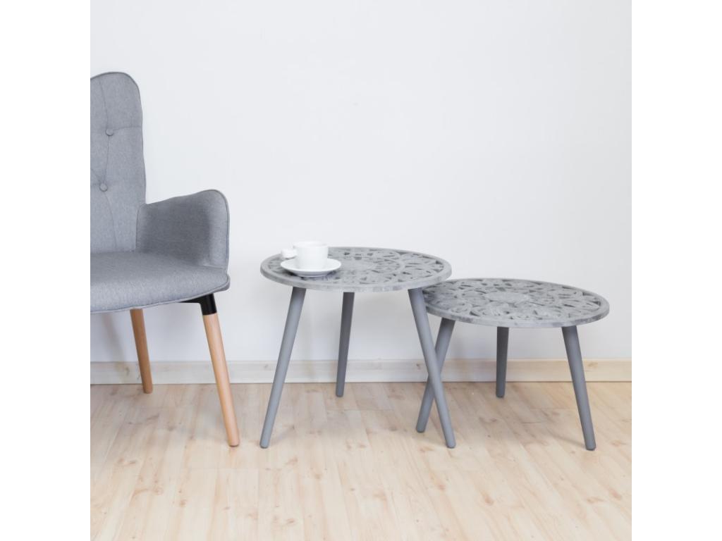 Coffee table set of 2 grey 35.5x48/45.5x48cm UTTZ71898