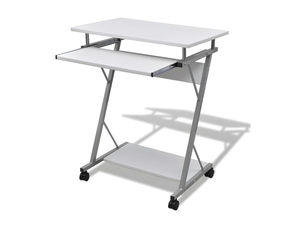 Compact computer desk with keyboard tray, white, RCYL26347