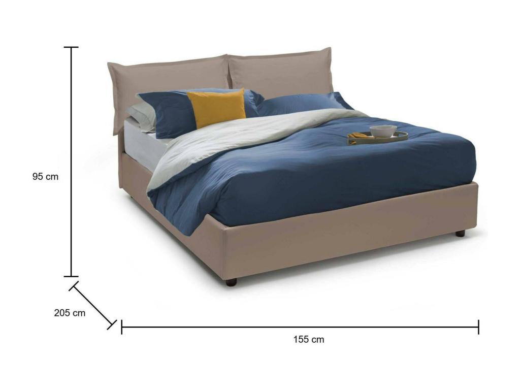 Double bed with storage bed and eco-leather upholstery, Made in Italy, Front opening, suitable for a 140x190 cm mattress, dove grey, HBHT38980