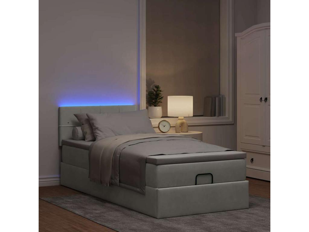 Light grey velvet bed frame and mattress 100x200 cm KTPW77686